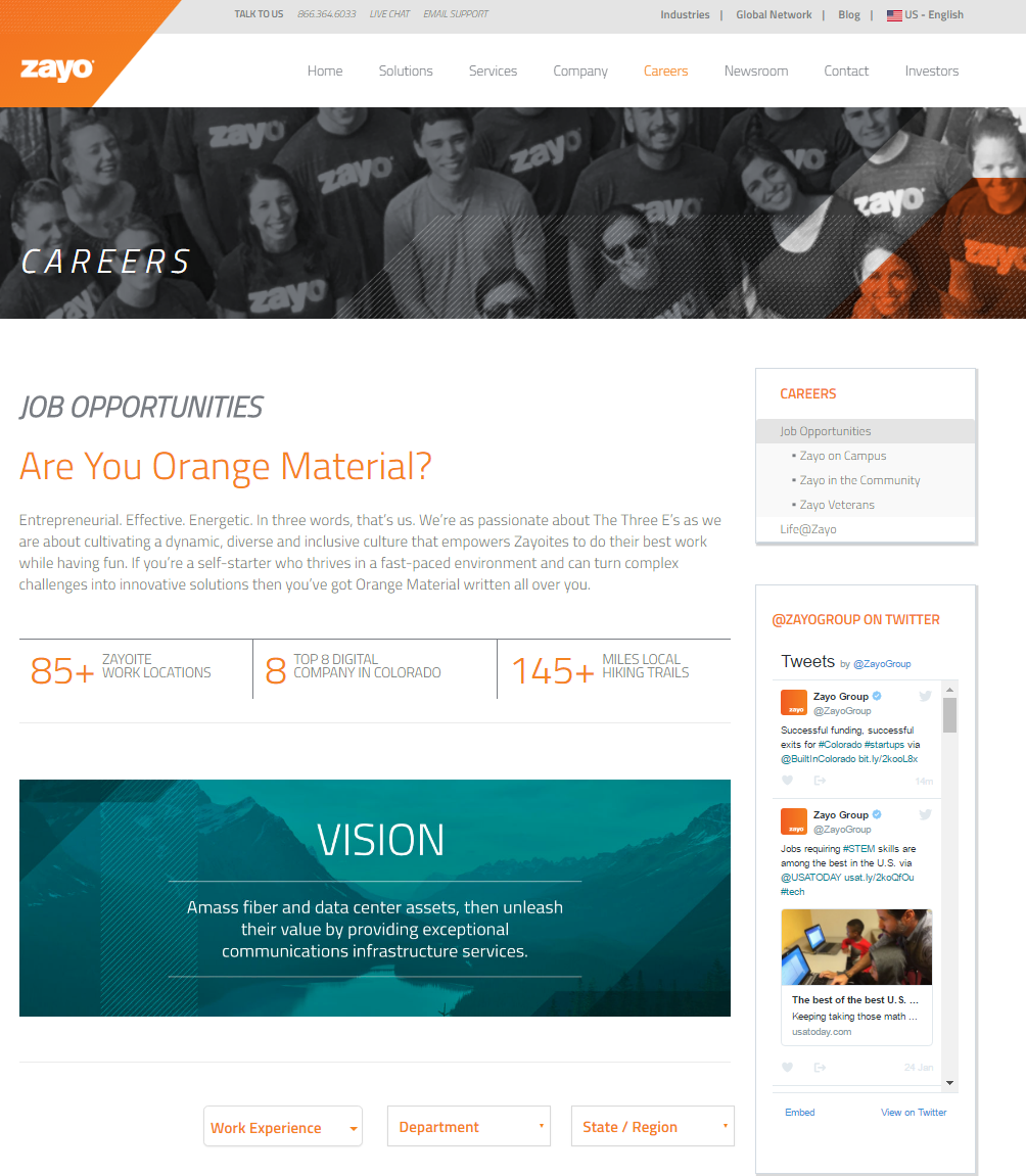 Zayo Company Career Site