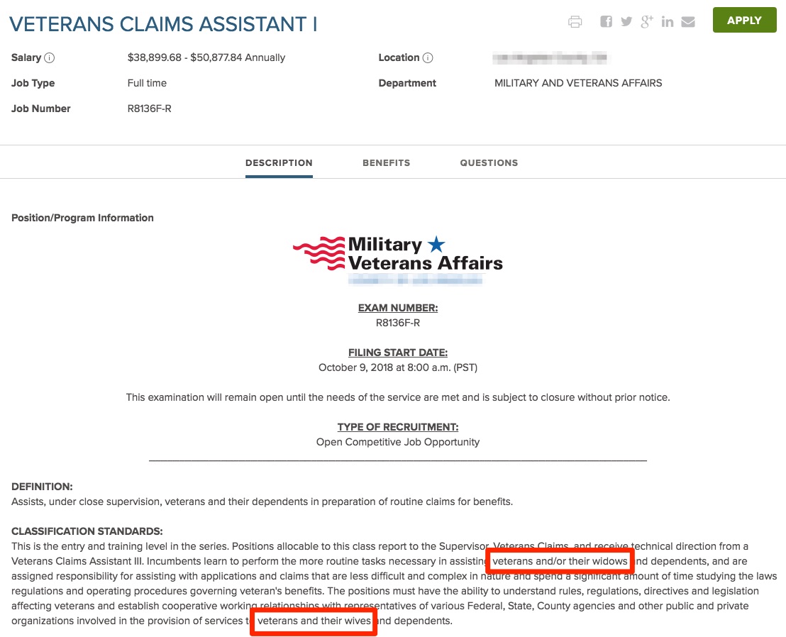 Unconscious Bias Examples Job Descriptions Veterans Gender