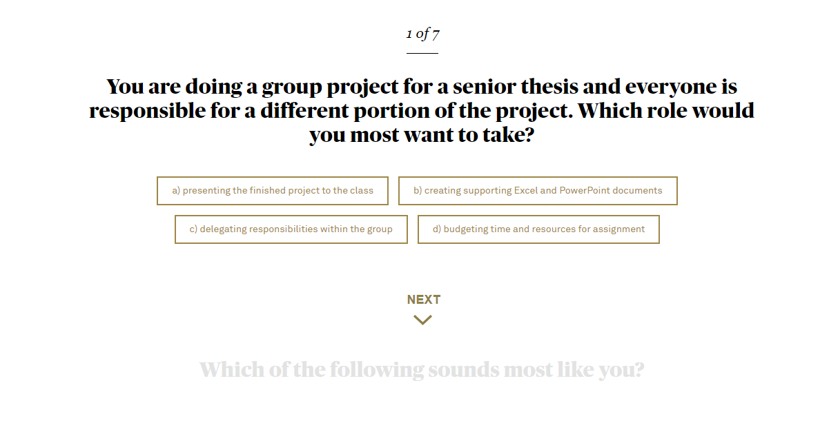 Question 1 of BNY Mellon career quiz