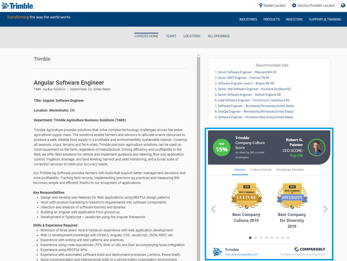 comparably job posting widget