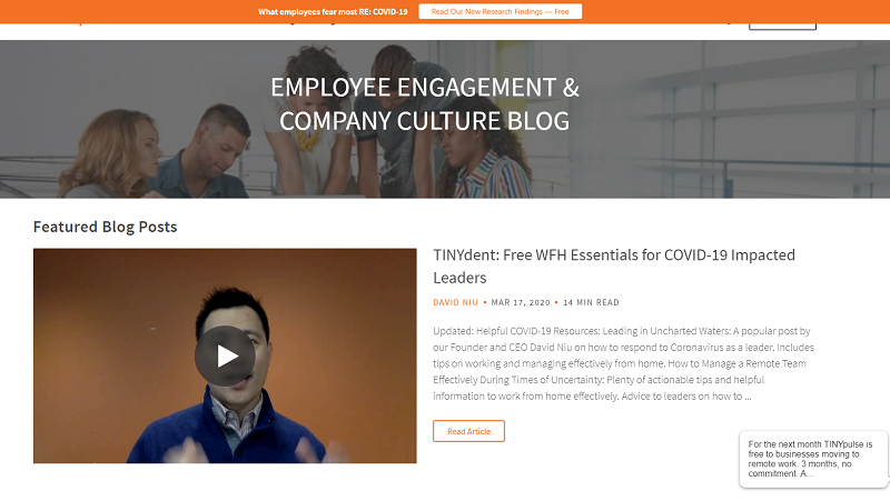 TINYpulse recruitment blog homepage
