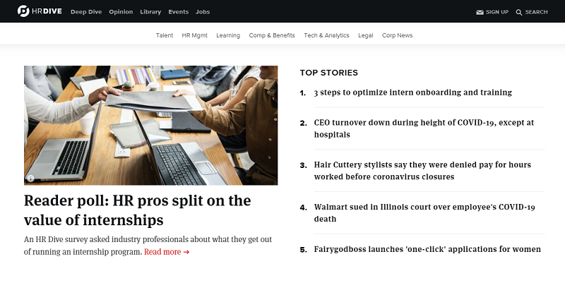 hr dive blog homepage