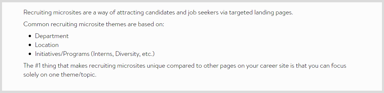 recruiting microsite definition