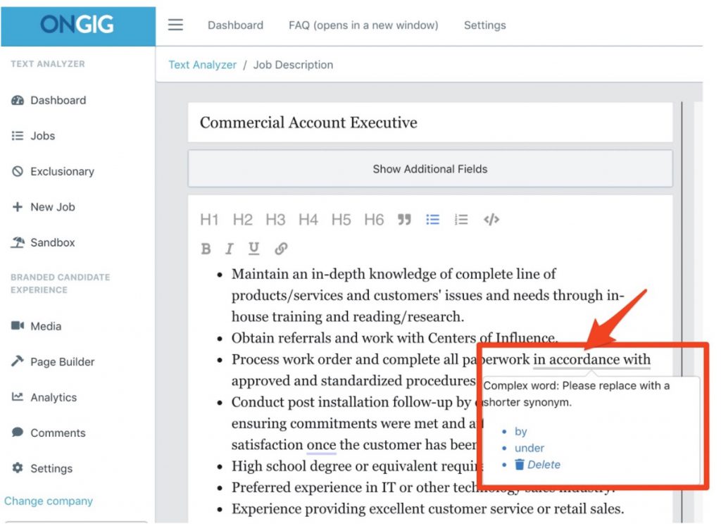 complex words ongig text analyzer
