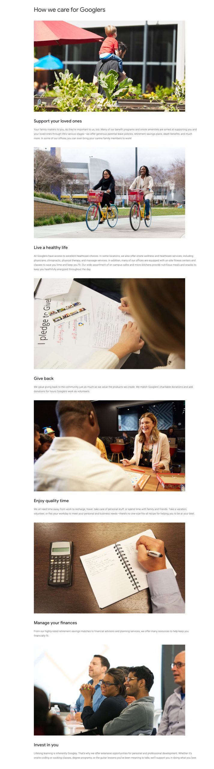 employee value proposition example google