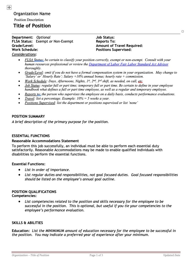 What Is A Position Description Templates Ongig Blog